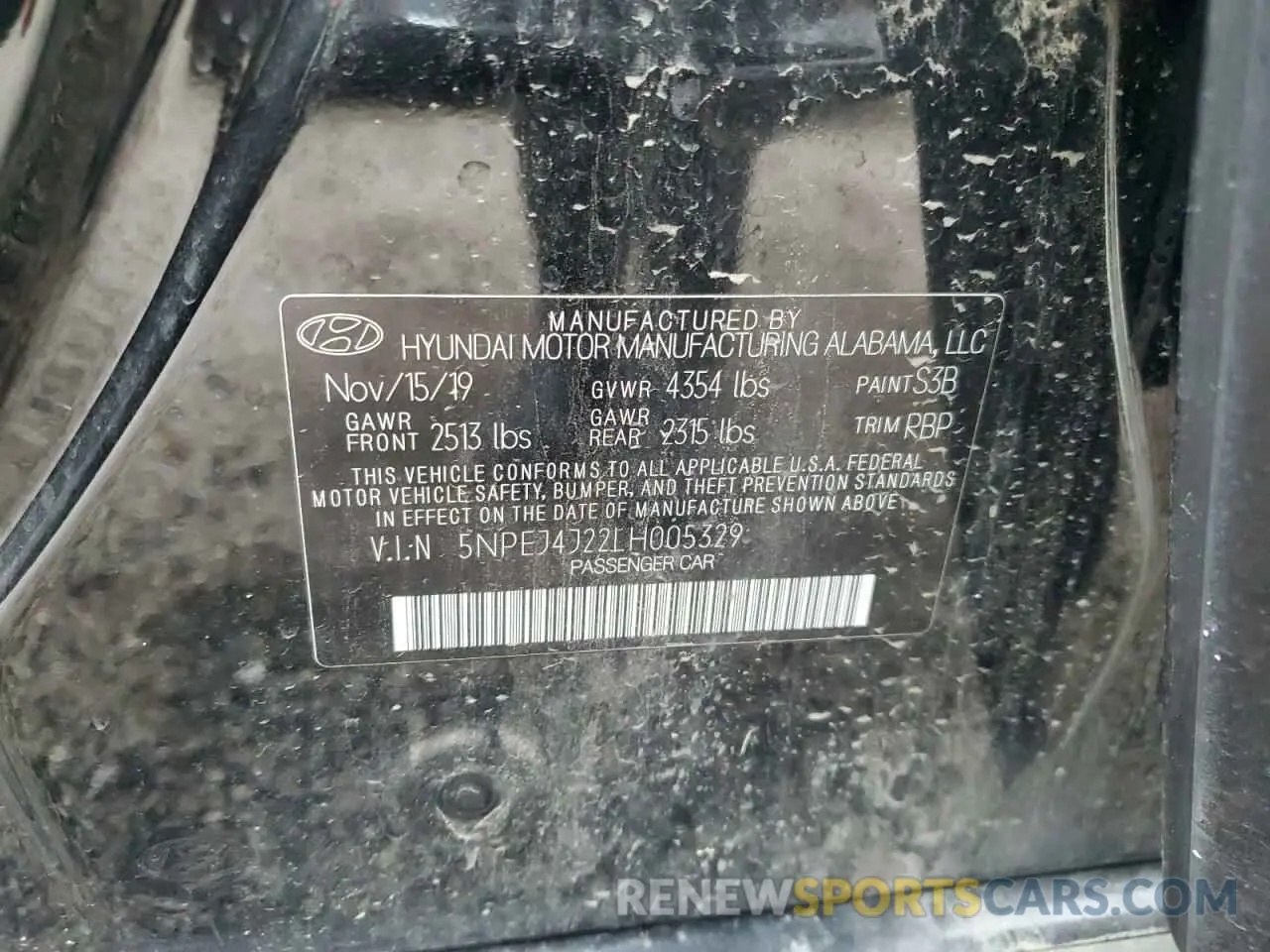 12 fotografías del automóvil dañado 5NPEJ4J22LH005329 HYUNDAI SONATA 2020
