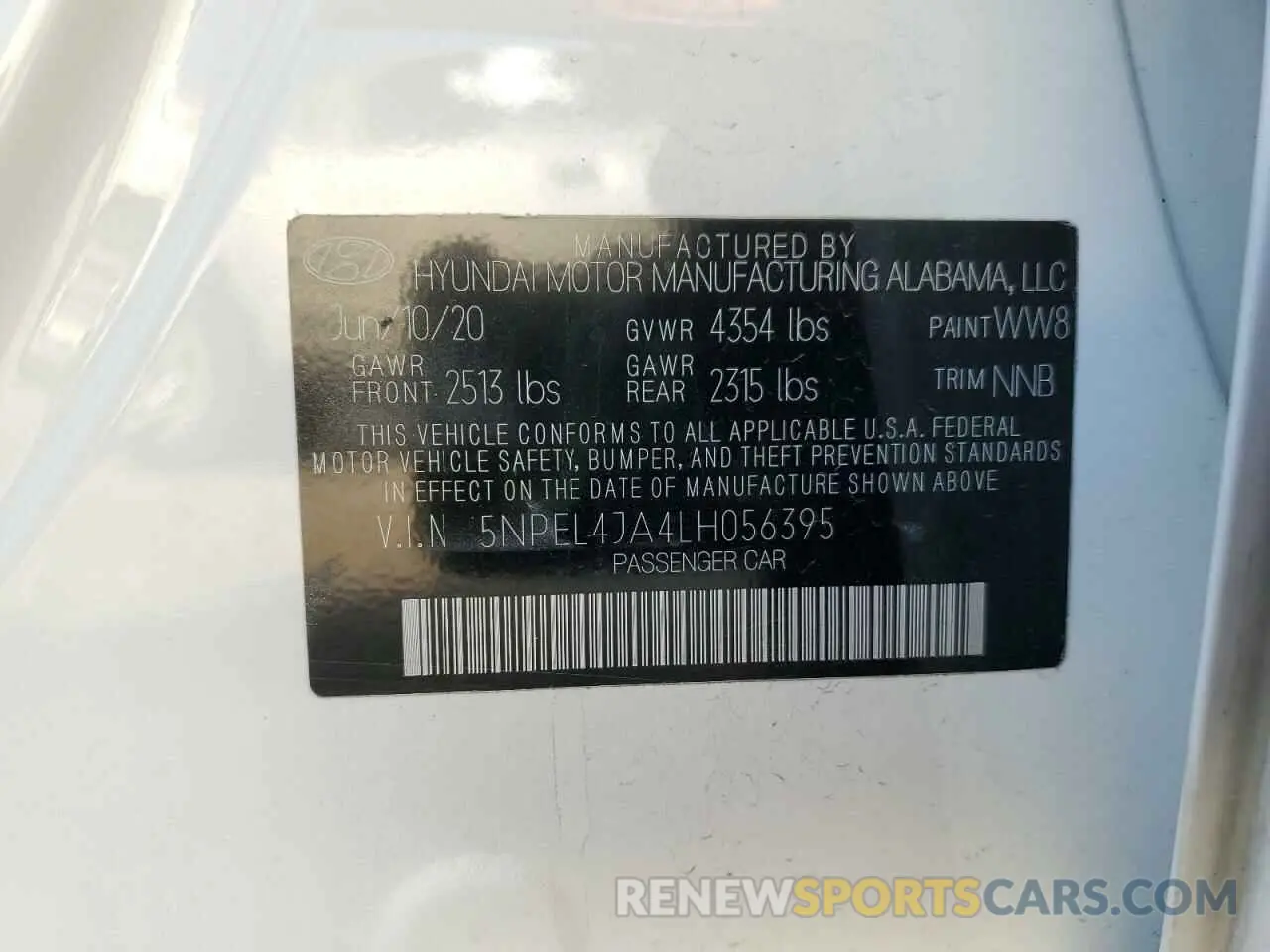 13 fotografías del automóvil dañado 5NPEL4JA4LH056395 HYUNDAI SONATA 2020