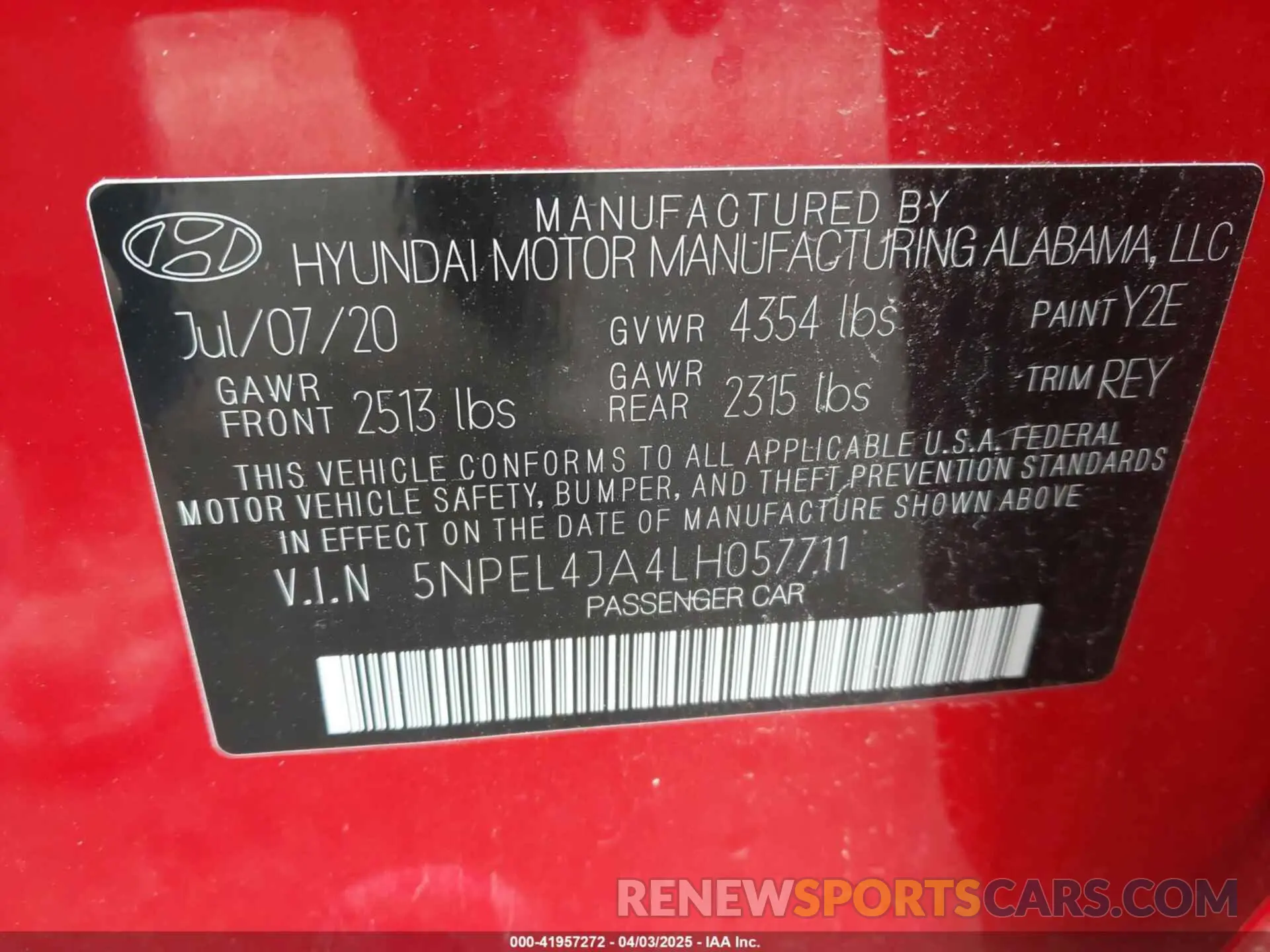 9 fotografías del automóvil dañado 5NPEL4JA4LH057711 HYUNDAI SONATA 2020