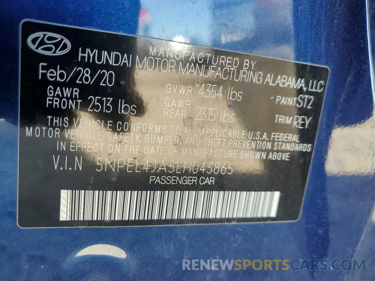 14 fotografías del automóvil dañado 5NPEL4JA5LH043865 HYUNDAI SONATA 2020