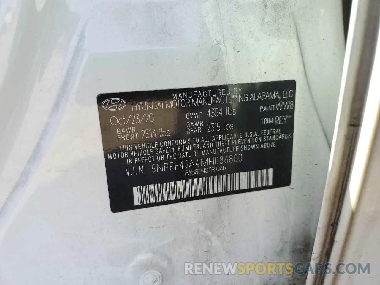 12 fotografías del automóvil dañado 5NPEF4JA4MH086800 HYUNDAI SONATA 2021