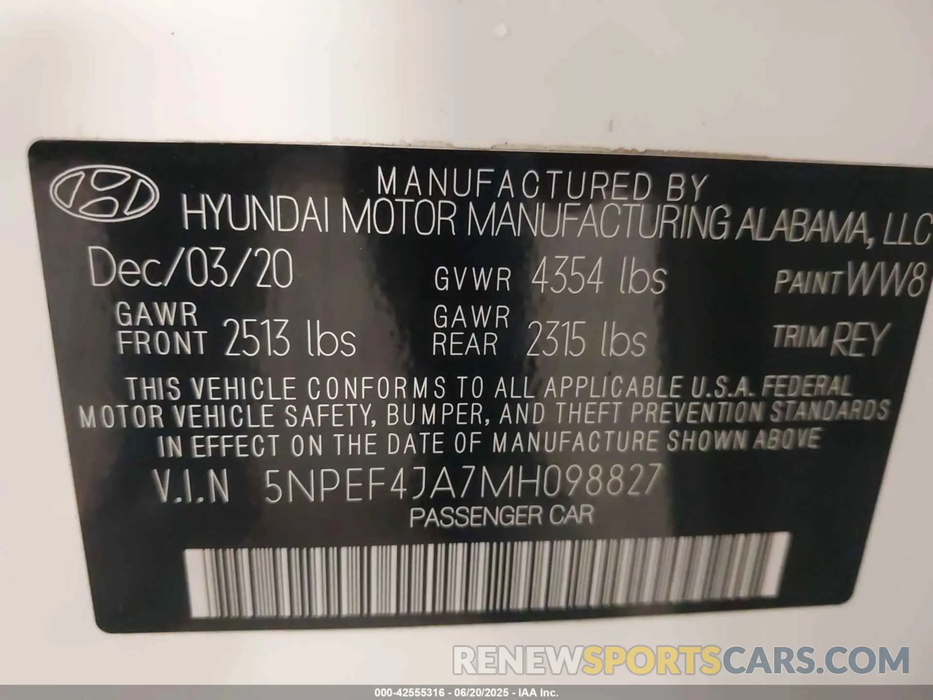9 fotografías del automóvil dañado 5NPEF4JA7MH098827 HYUNDAI SONATA 2021