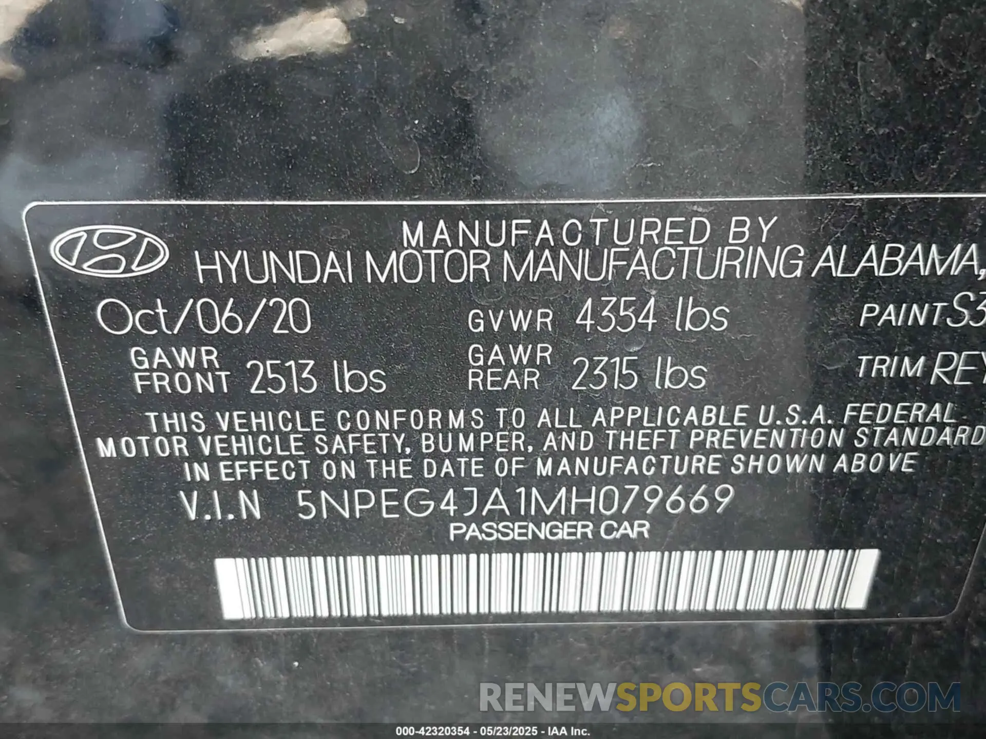 9 fotografías del automóvil dañado 5NPEG4JA1MH079669 HYUNDAI SONATA 2021