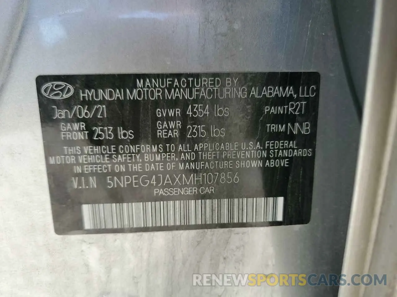 14 fotografías del automóvil dañado 5NPEG4JAXMH107856 HYUNDAI SONATA 2021