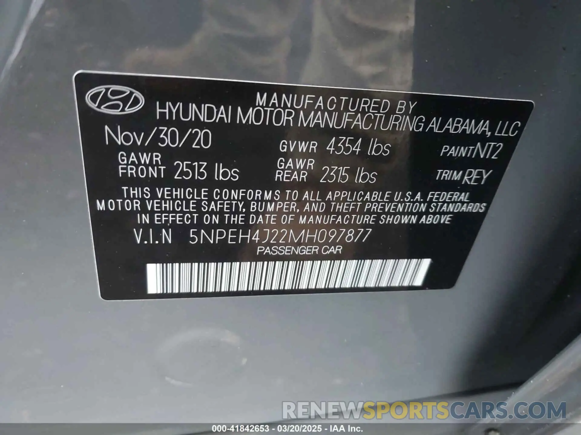 9 fotografías del automóvil dañado 5NPEH4J22MH097877 HYUNDAI SONATA 2021
