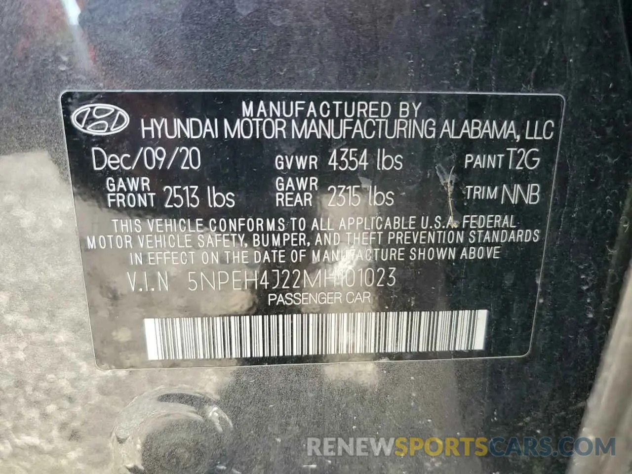 13 fotografías del automóvil dañado 5NPEH4J22MH101023 HYUNDAI SONATA 2021