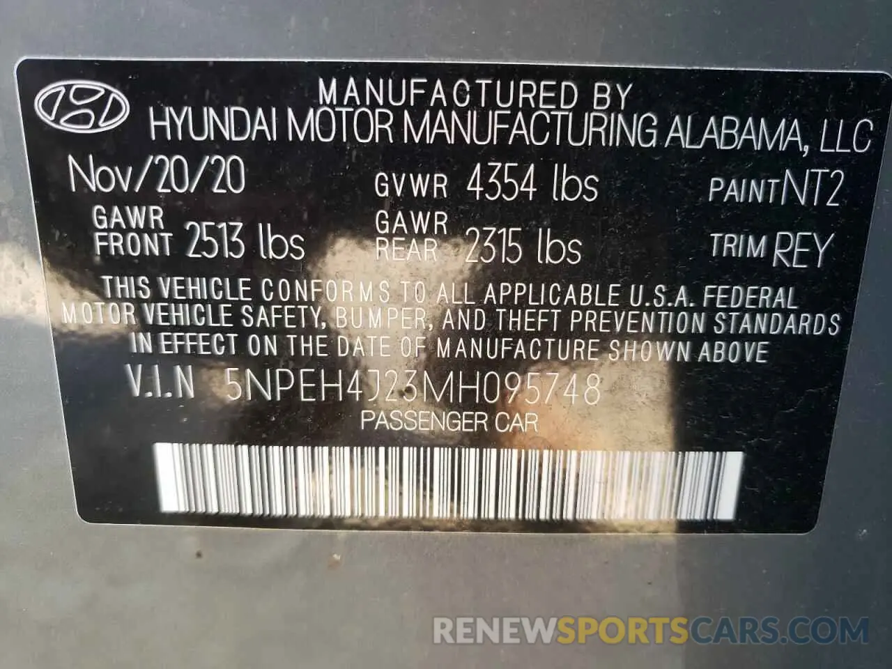 13 fotografías del automóvil dañado 5NPEH4J23MH095748 HYUNDAI SONATA 2021