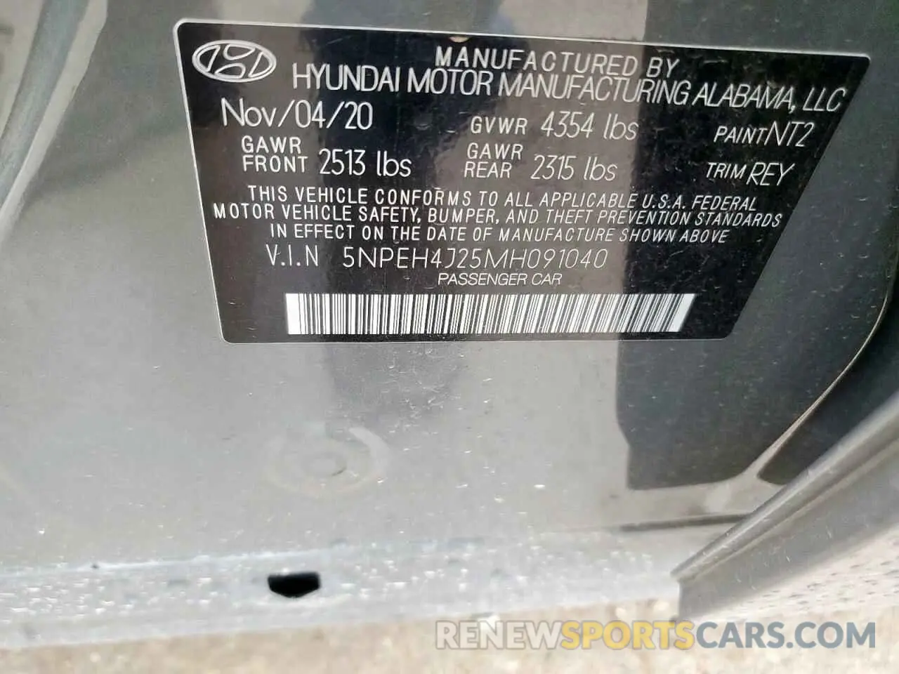 12 fotografías del automóvil dañado 5NPEH4J25MH091040 HYUNDAI SONATA 2021