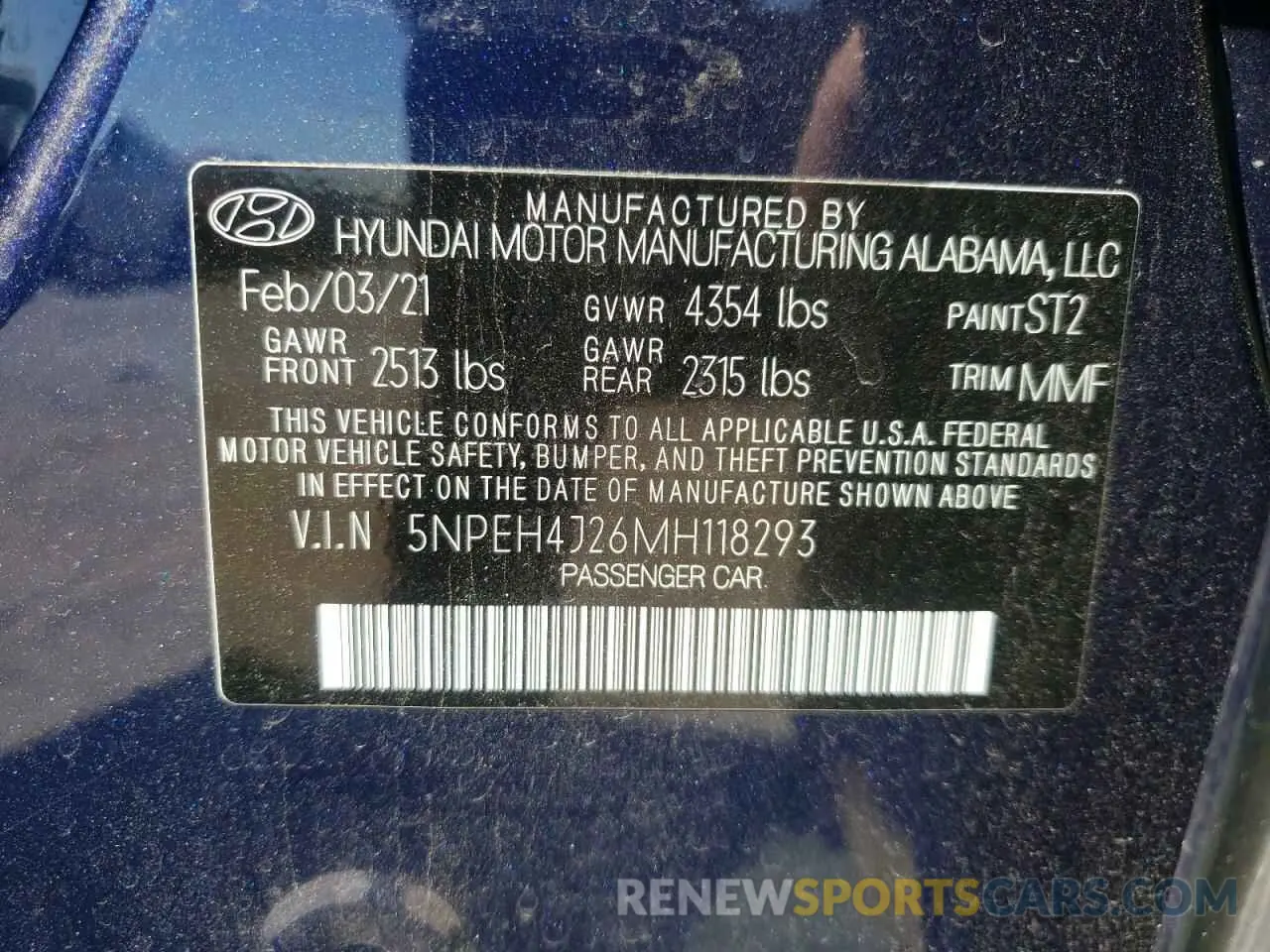 13 fotografías del automóvil dañado 5NPEH4J26MH118293 HYUNDAI SONATA 2021