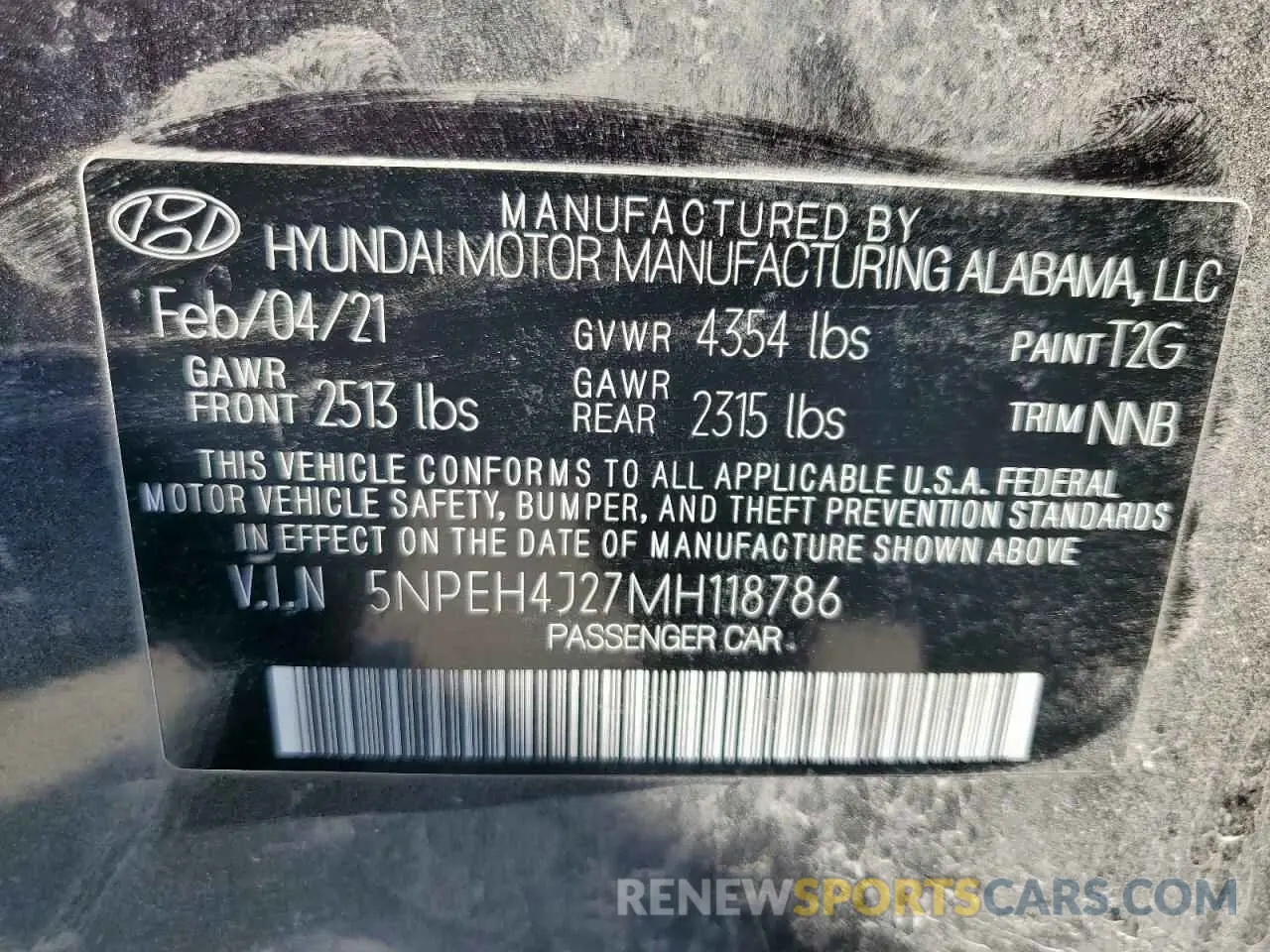 12 fotografías del automóvil dañado 5NPEH4J27MH118786 HYUNDAI SONATA 2021