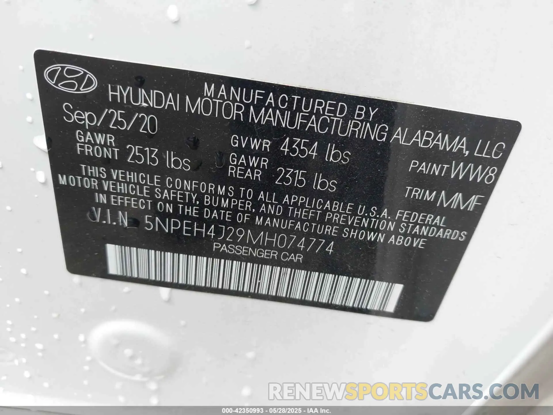 9 fotografías del automóvil dañado 5NPEH4J29MH074774 HYUNDAI SONATA 2021