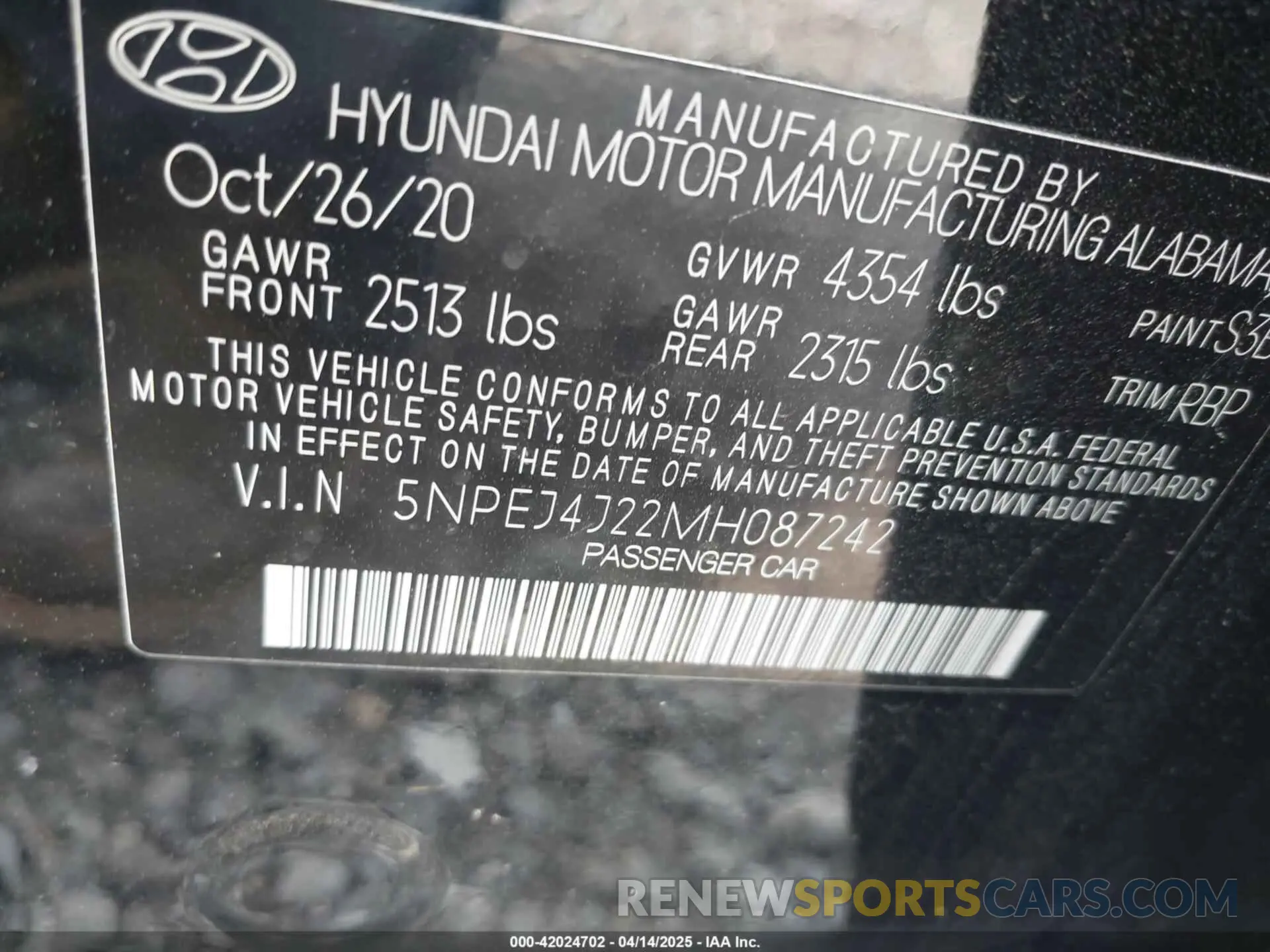 9 fotografías del automóvil dañado 5NPEJ4J22MH087242 HYUNDAI SONATA 2021