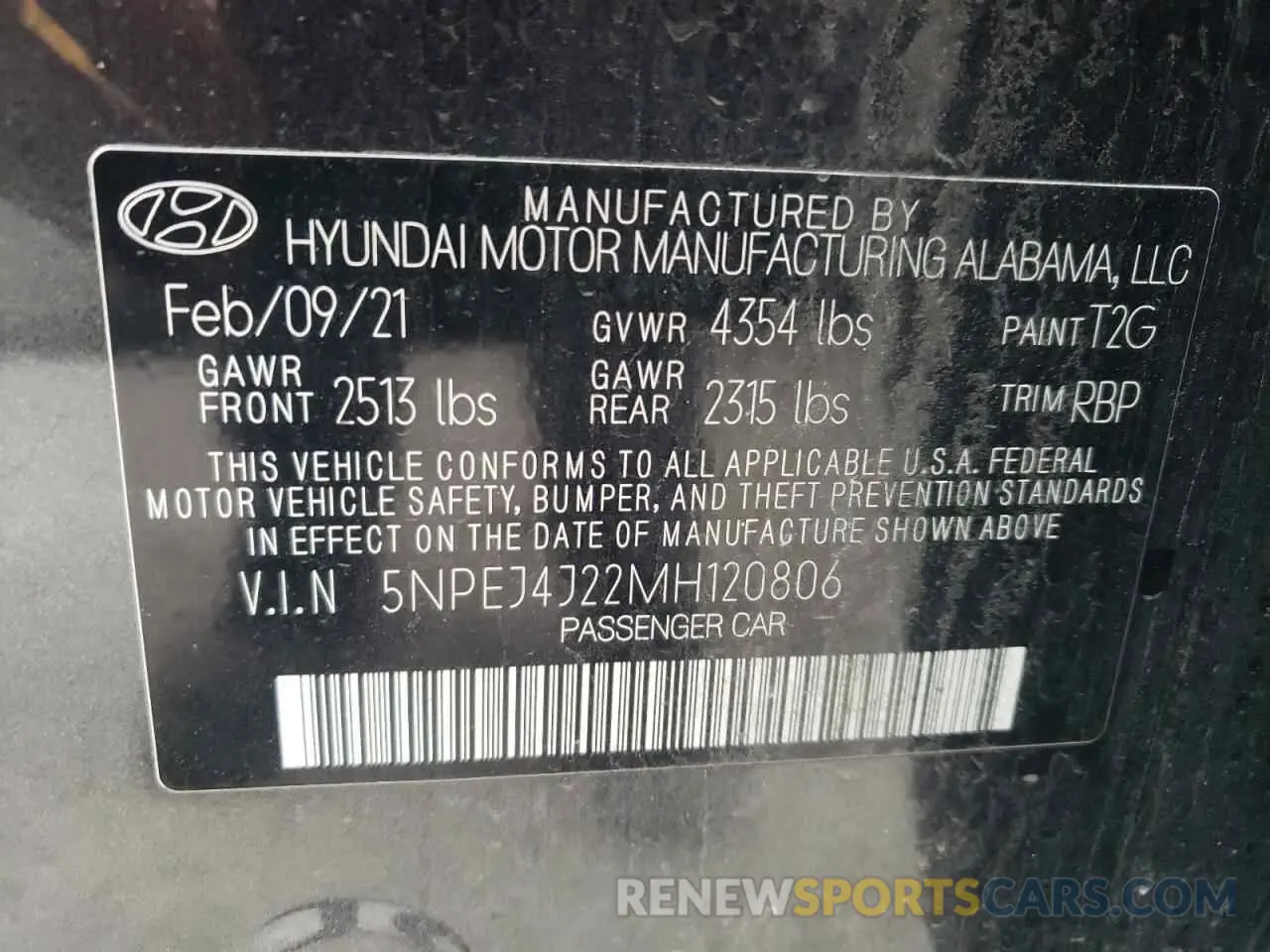 12 fotografías del automóvil dañado 5NPEJ4J22MH120806 HYUNDAI SONATA 2021