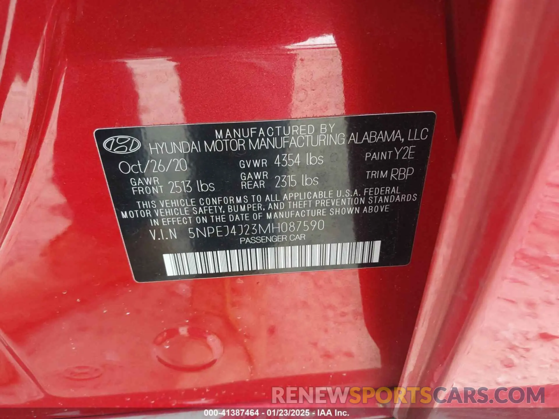 9 fotografías del automóvil dañado 5NPEJ4J23MH087590 HYUNDAI SONATA 2021
