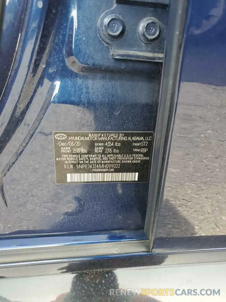 13 fotografías del automóvil dañado 5NPEJ4J24MH099022 HYUNDAI SONATA 2021