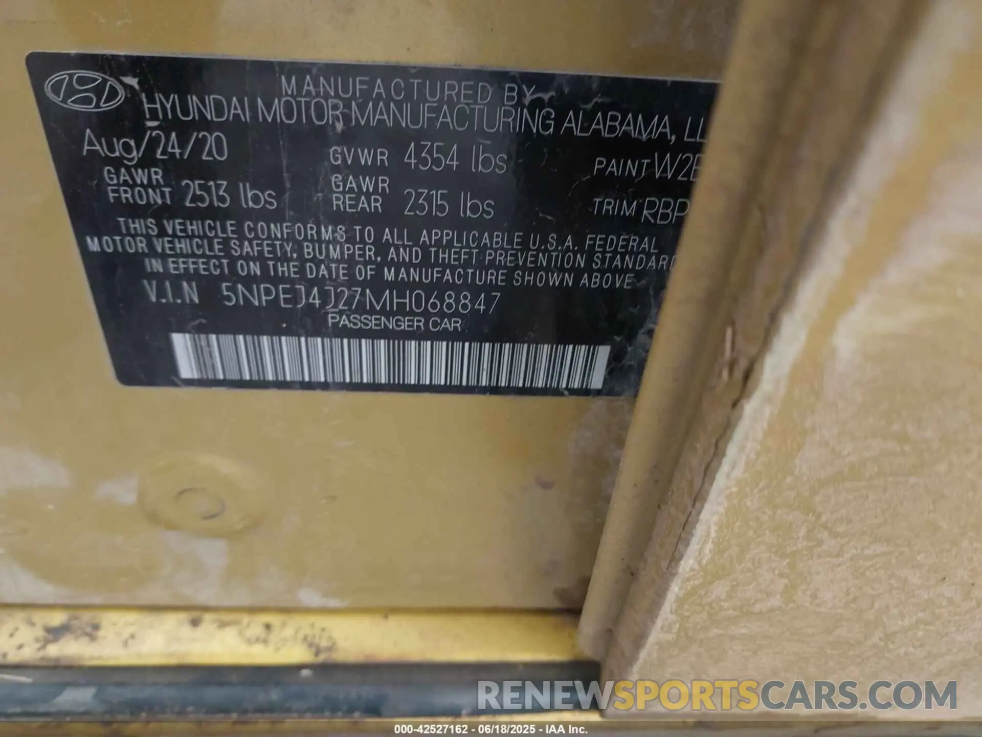 9 fotografías del automóvil dañado 5NPEJ4J27MH068847 HYUNDAI SONATA 2021