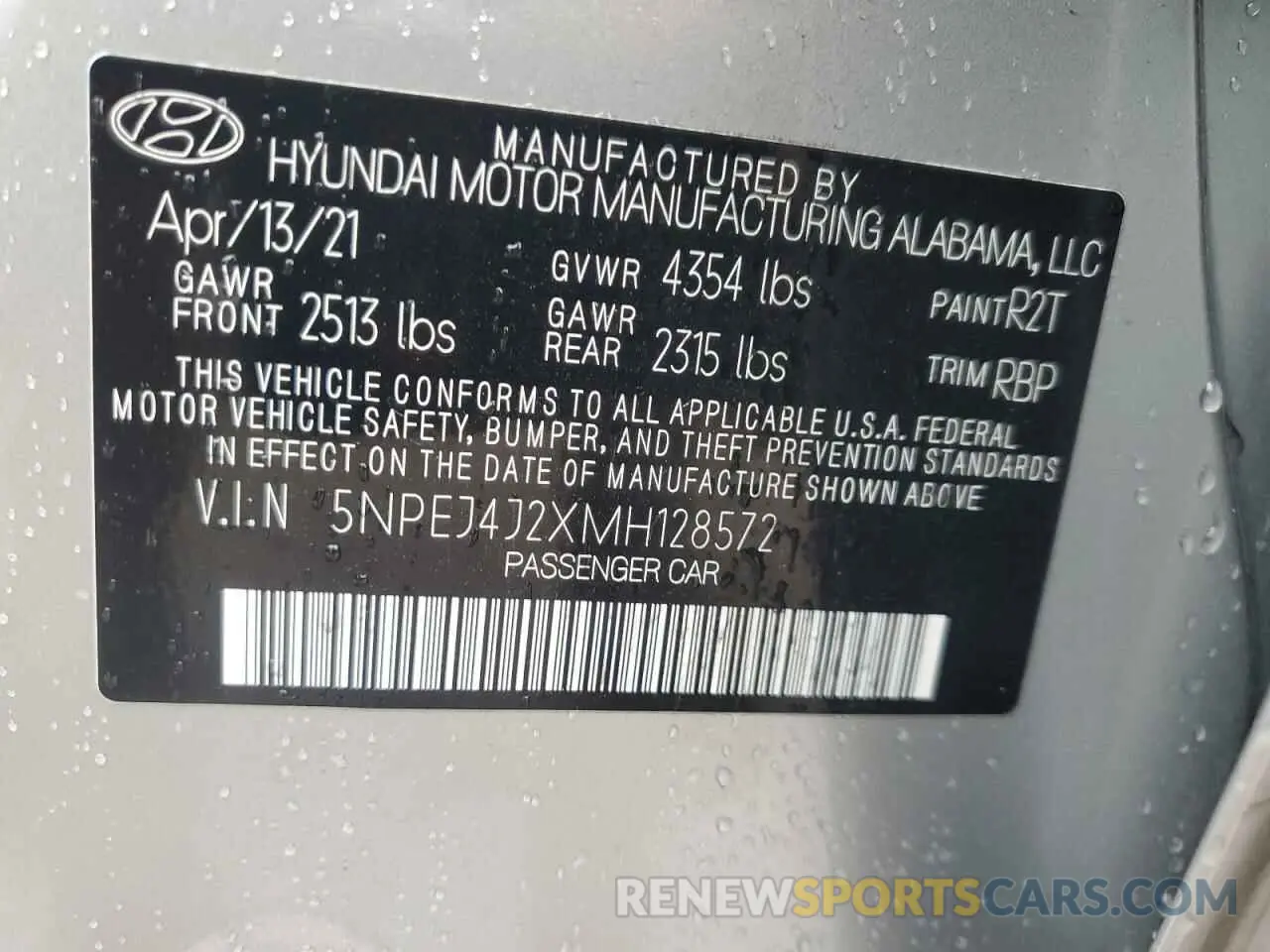 12 fotografías del automóvil dañado 5NPEJ4J2XMH128572 HYUNDAI SONATA 2021