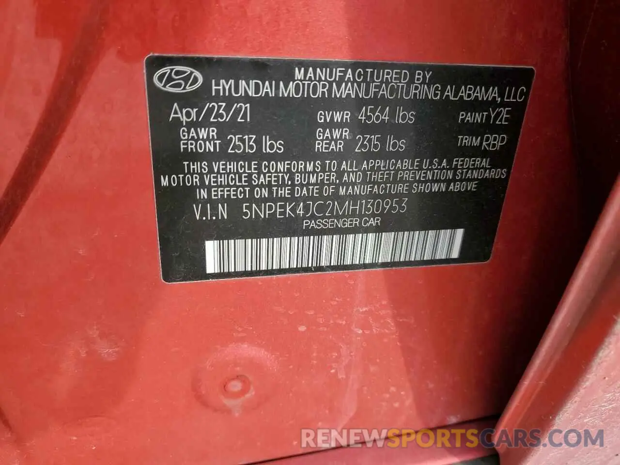 12 fotografías del automóvil dañado 5NPEK4JC2MH130953 HYUNDAI SONATA 2021