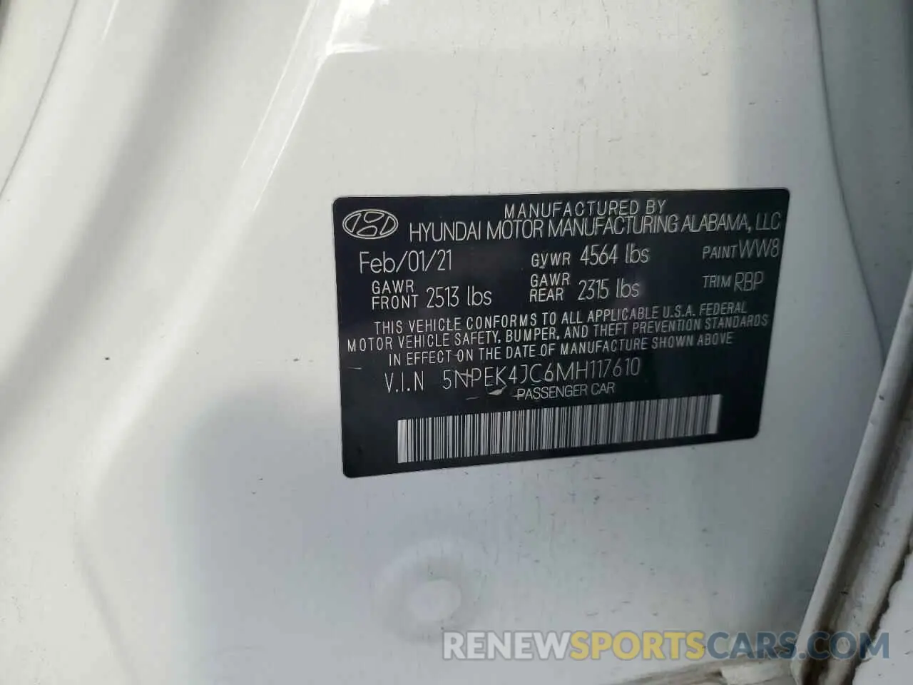 13 fotografías del automóvil dañado 5NPEK4JC6MH117610 HYUNDAI SONATA 2021