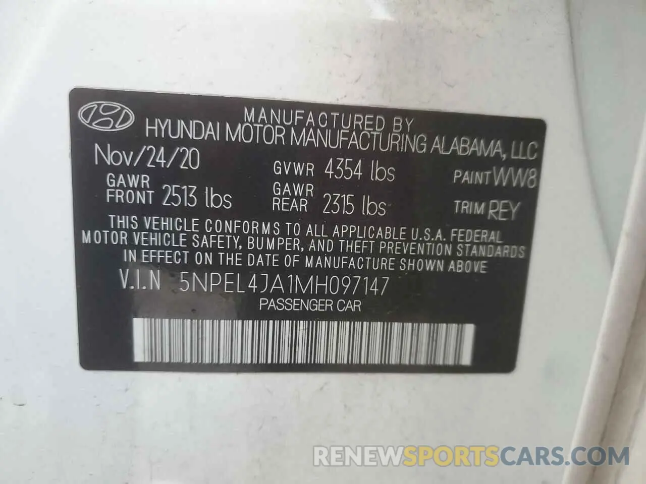 13 fotografías del automóvil dañado 5NPEL4JA1MH097147 HYUNDAI SONATA 2021