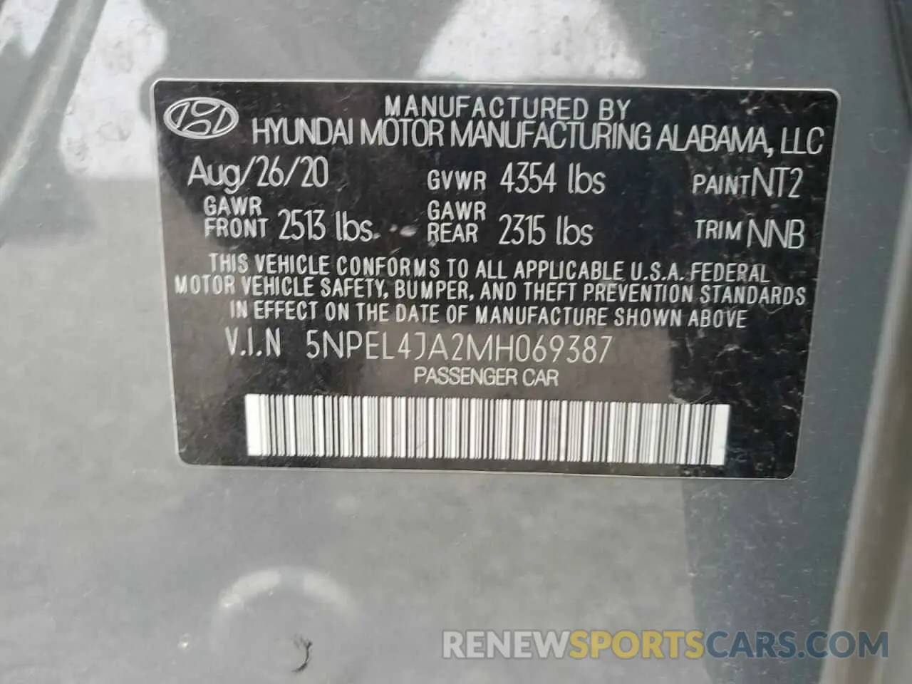 12 fotografías del automóvil dañado 5NPEL4JA2MH069387 HYUNDAI SONATA 2021