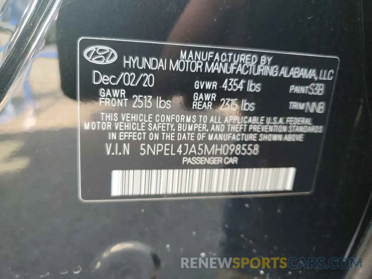 13 fotografías del automóvil dañado 5NPEL4JA5MH098558 HYUNDAI SONATA 2021