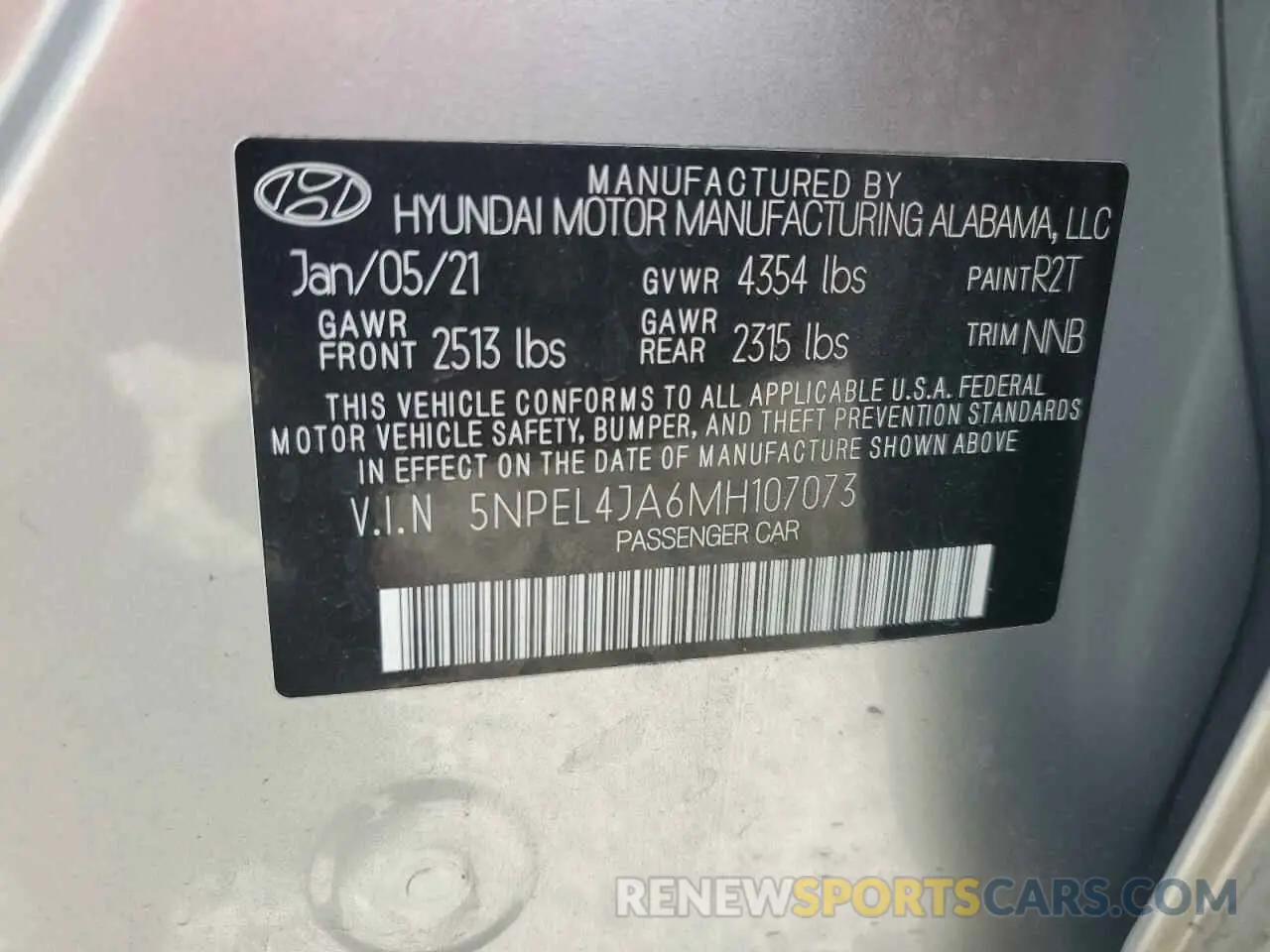 12 fotografías del automóvil dañado 5NPEL4JA6MH107073 HYUNDAI SONATA 2021