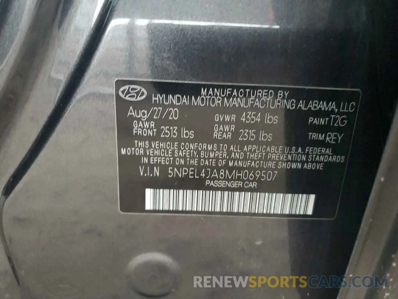 12 fotografías del automóvil dañado 5NPEL4JA8MH069507 HYUNDAI SONATA 2021