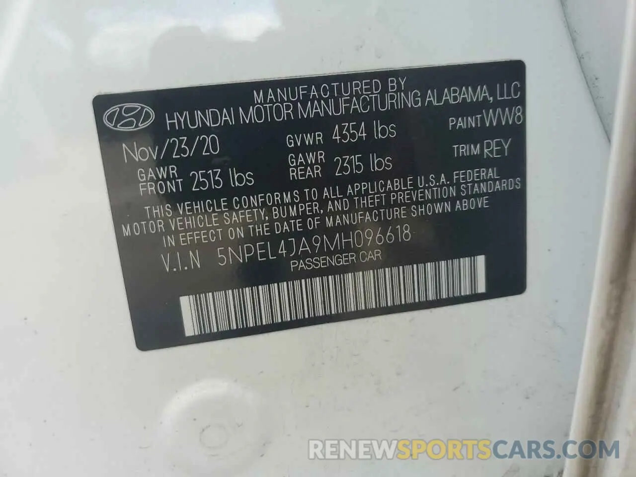 12 fotografías del automóvil dañado 5NPEL4JA9MH096618 HYUNDAI SONATA 2021