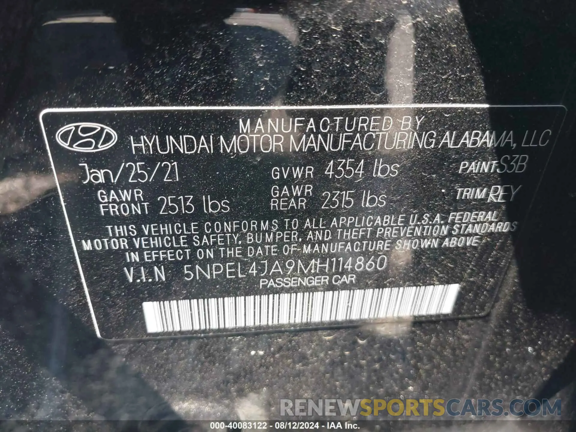 9 fotografías del automóvil dañado 5NPEL4JA9MH114860 HYUNDAI SONATA 2021