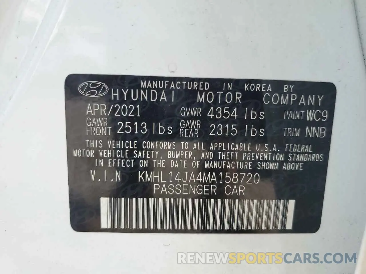 13 fotografías del automóvil dañado KMHL14JA4MA158720 HYUNDAI SONATA 2021