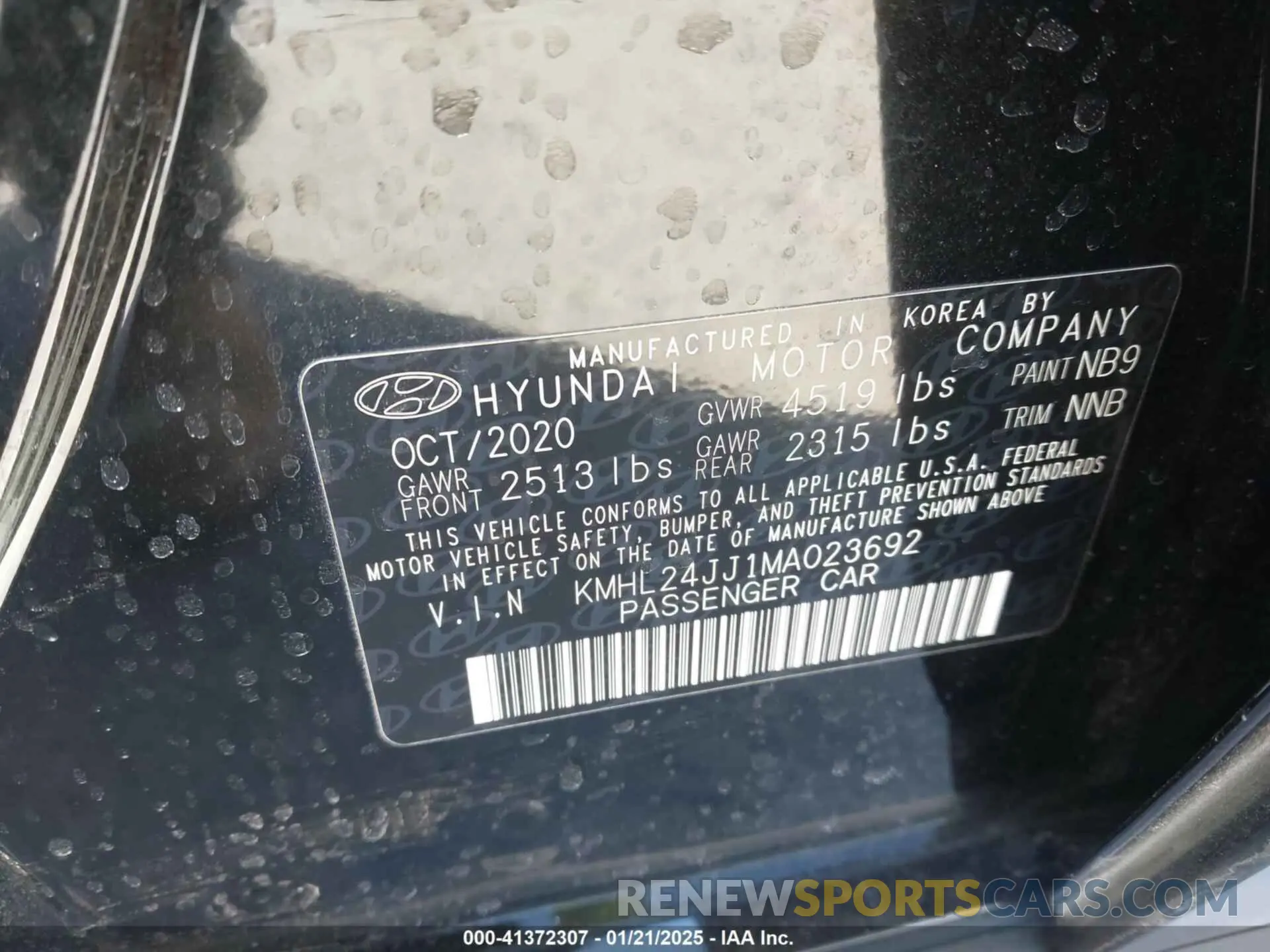 9 fotografías del automóvil dañado KMHL24JJ1MA023692 HYUNDAI SONATA 2021