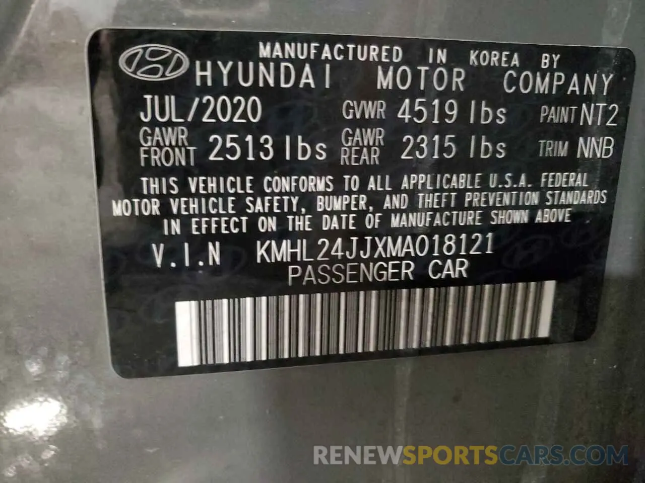 13 fotografías del automóvil dañado KMHL24JJXMA018121 HYUNDAI SONATA 2021