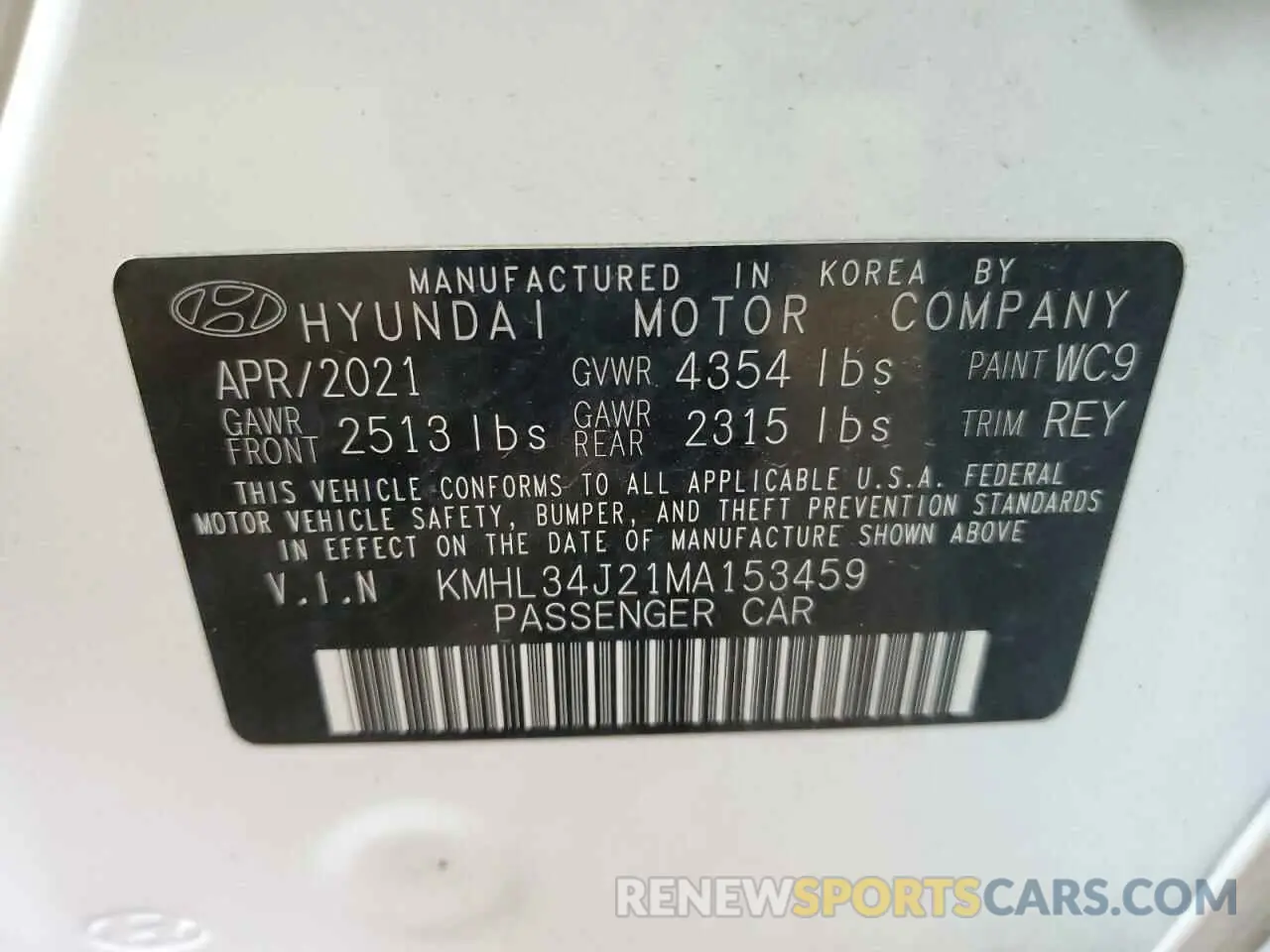 12 fotografías del automóvil dañado KMHL34J21MA153459 HYUNDAI SONATA 2021