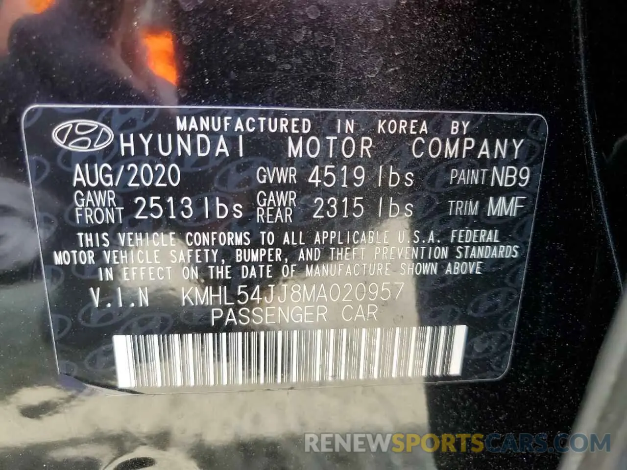 13 fotografías del automóvil dañado KMHL54JJ8MA020957 HYUNDAI SONATA 2021