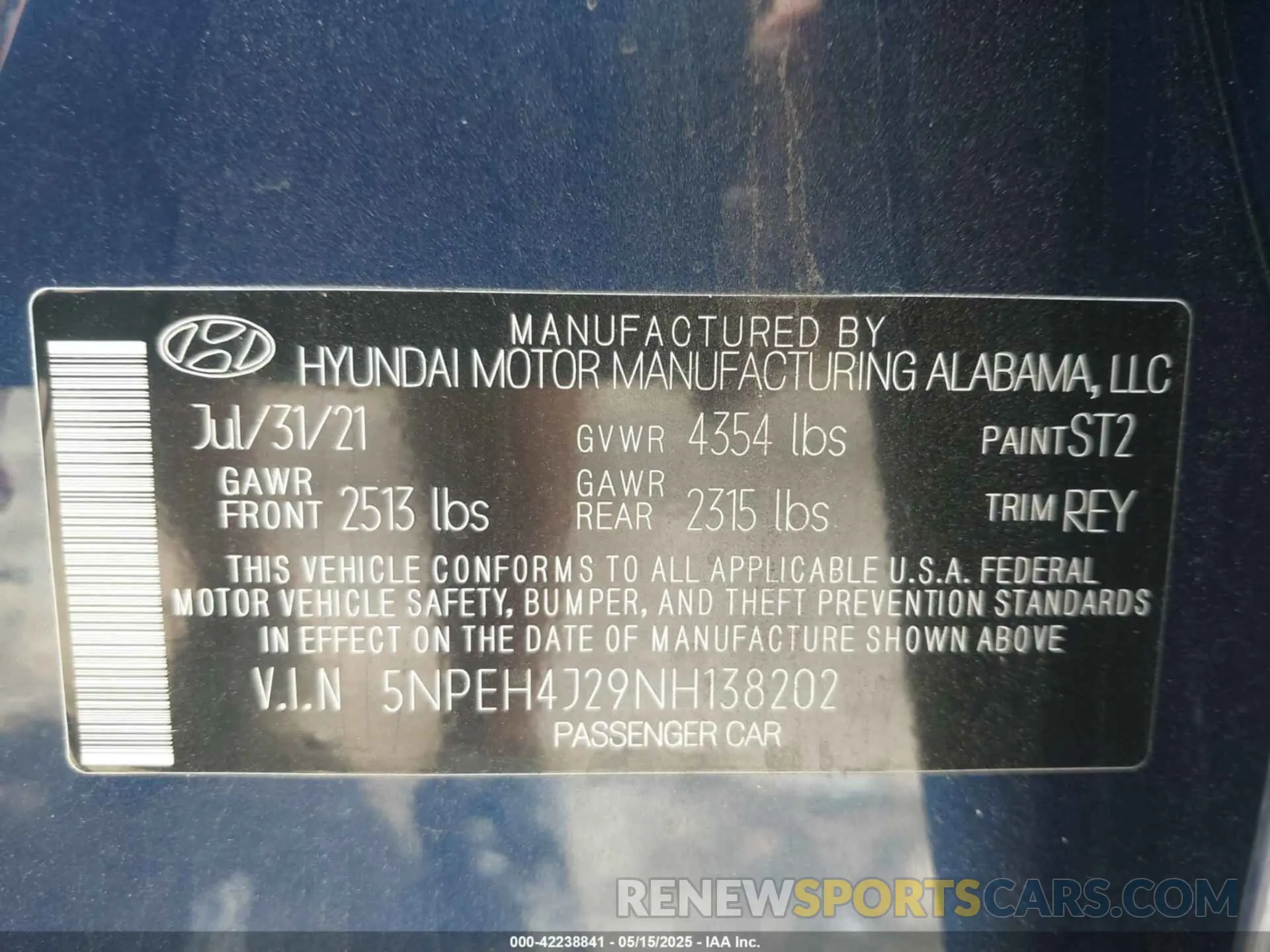 9 fotografías del automóvil dañado 5NPEH4J29NH138202 HYUNDAI SONATA 2022
