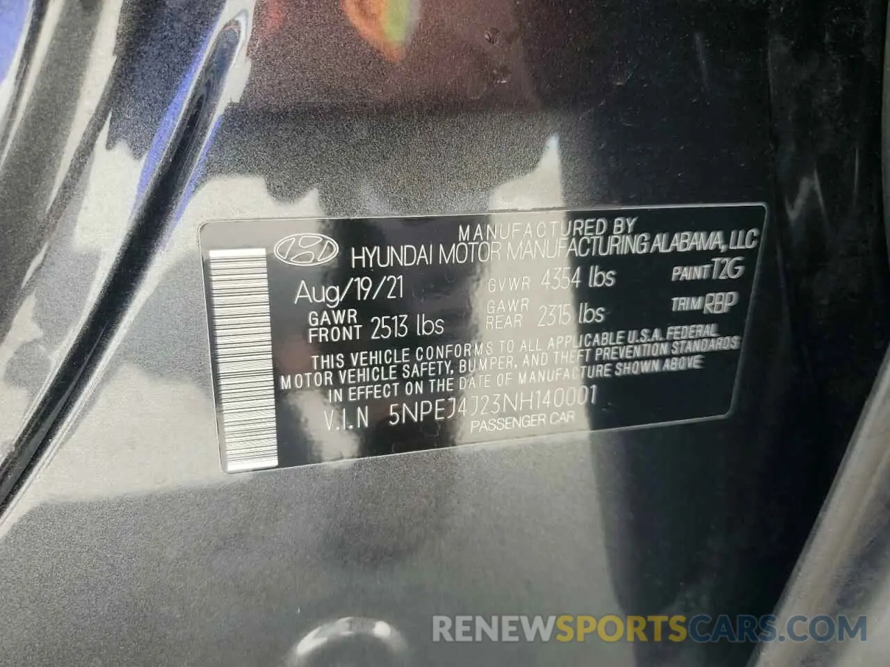 13 fotografías del automóvil dañado 5NPEJ4J23NH140001 HYUNDAI SONATA 2022