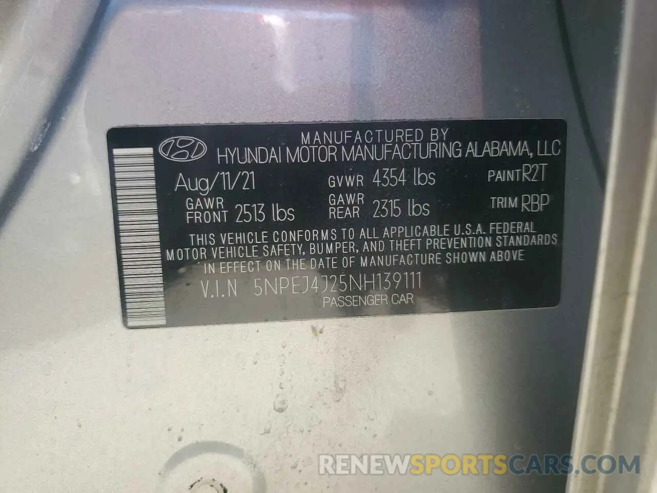 12 fotografías del automóvil dañado 5NPEJ4J25NH139111 HYUNDAI SONATA 2022
