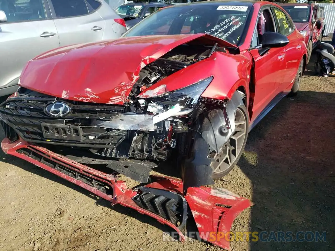 2 fotografías del automóvil dañado 5NPEK4JCXNH146609 HYUNDAI SONATA 2022