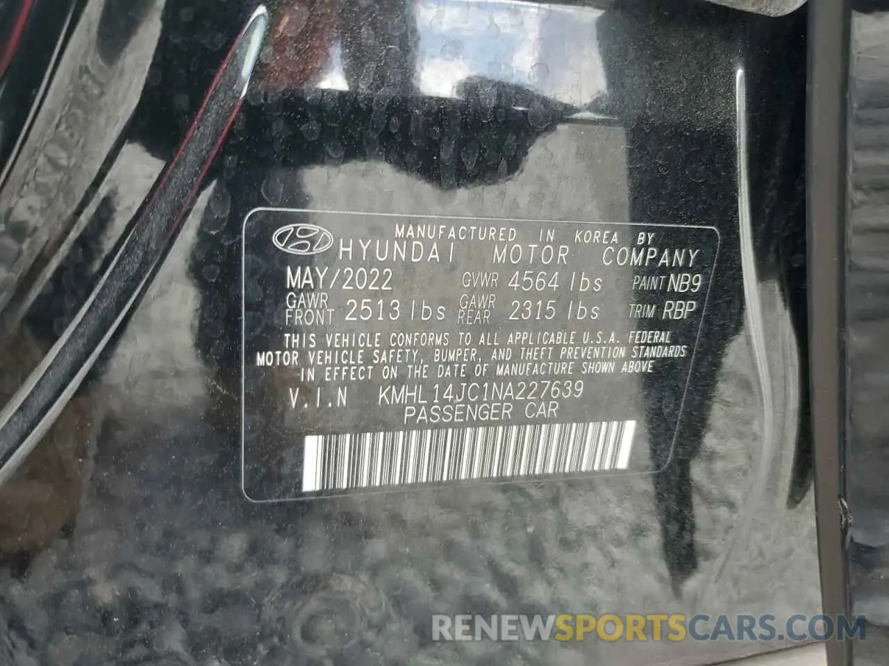 13 fotografías del automóvil dañado KMHL14JC1NA227639 HYUNDAI SONATA 2022