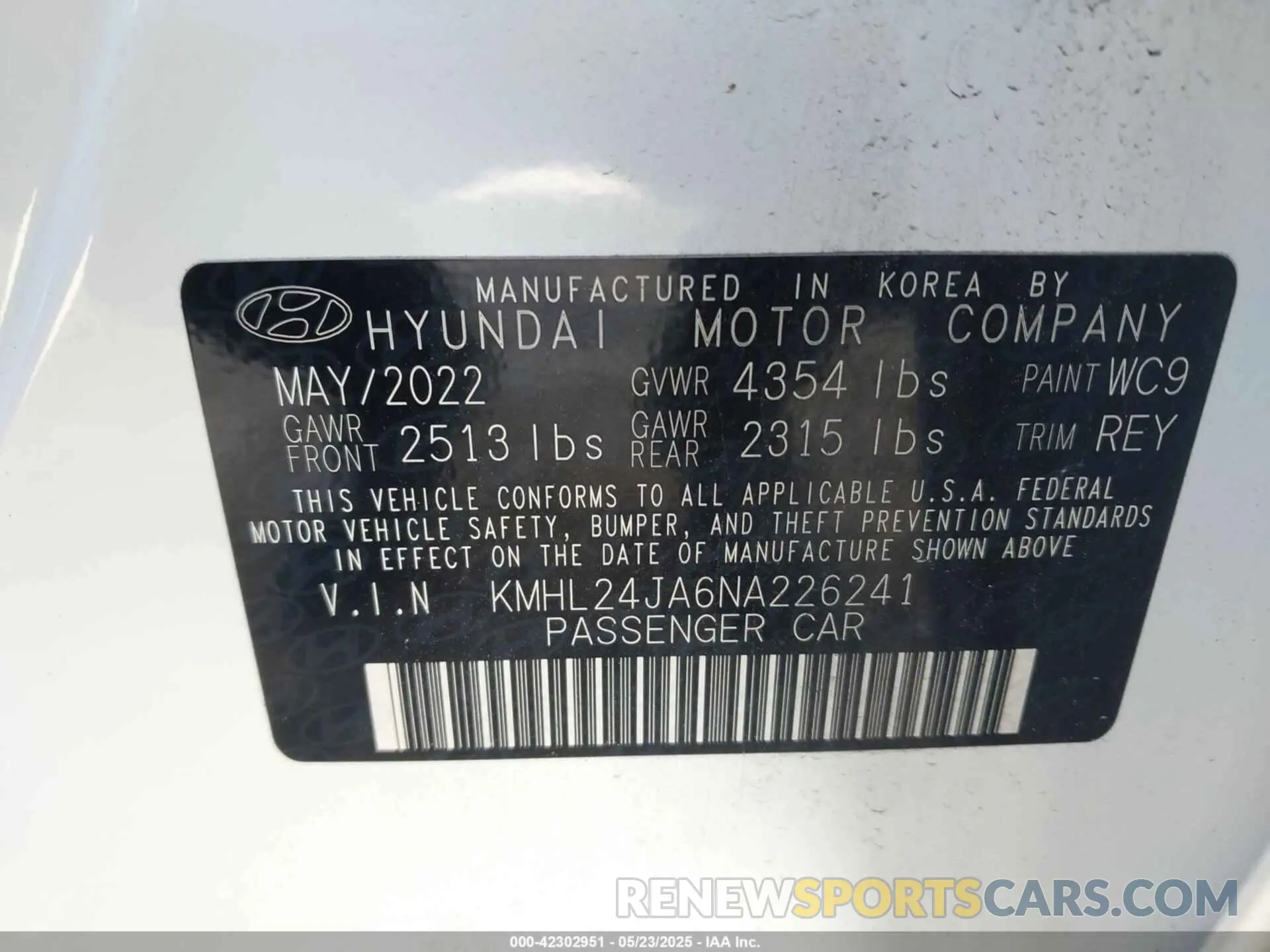 9 fotografías del automóvil dañado KMHL24JA6NA226241 HYUNDAI SONATA 2022