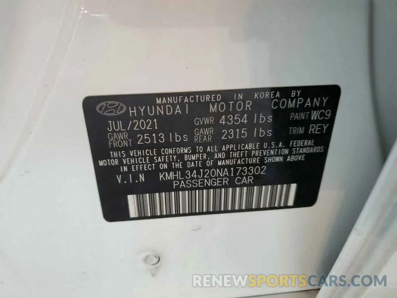 12 fotografías del automóvil dañado KMHL34J20NA173302 HYUNDAI SONATA 2022
