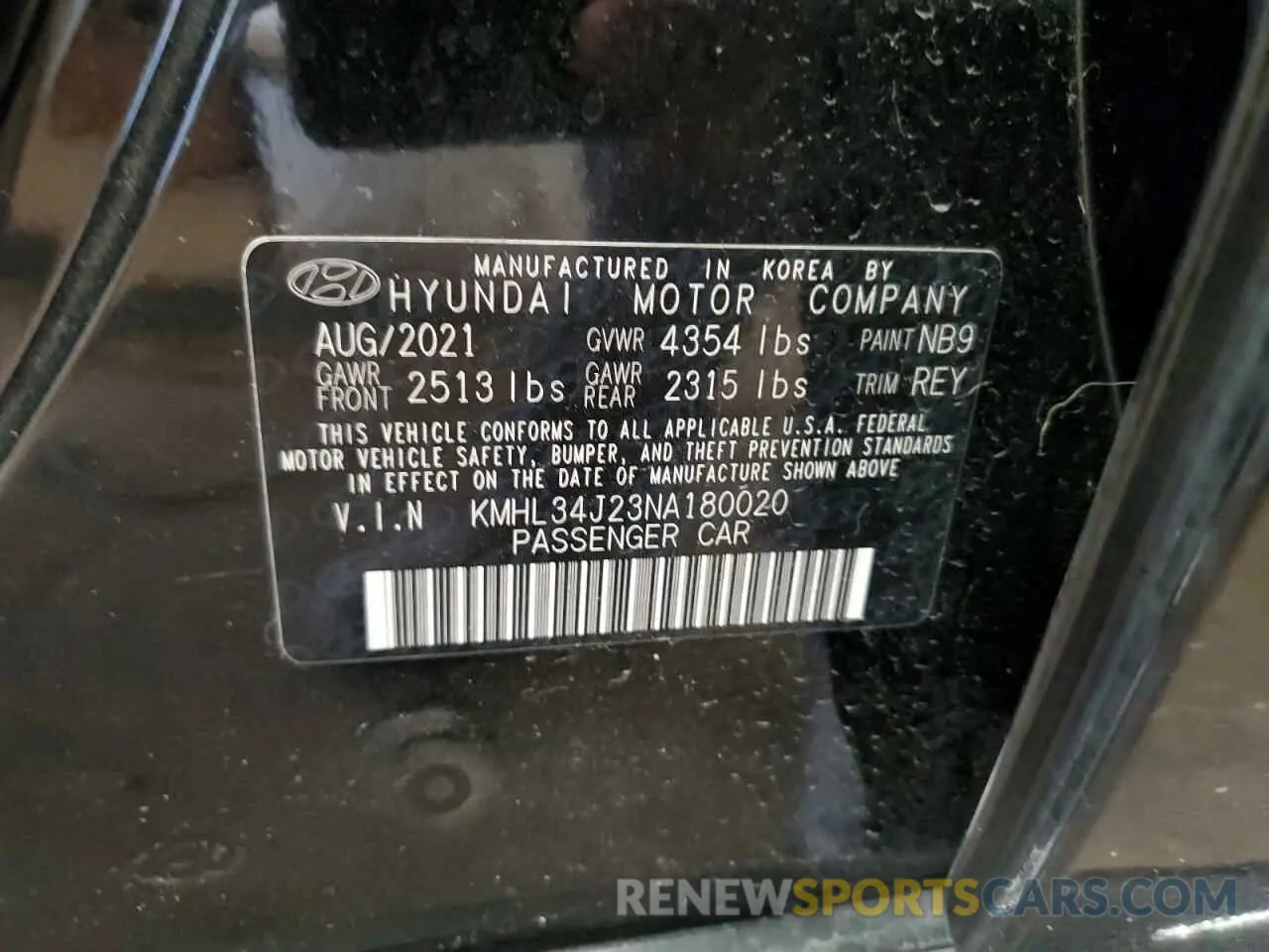 12 fotografías del automóvil dañado KMHL34J23NA180020 HYUNDAI SONATA 2022