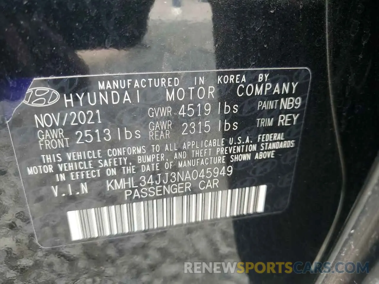 13 fotografías del automóvil dañado KMHL34JJ3NA045949 HYUNDAI SONATA 2022