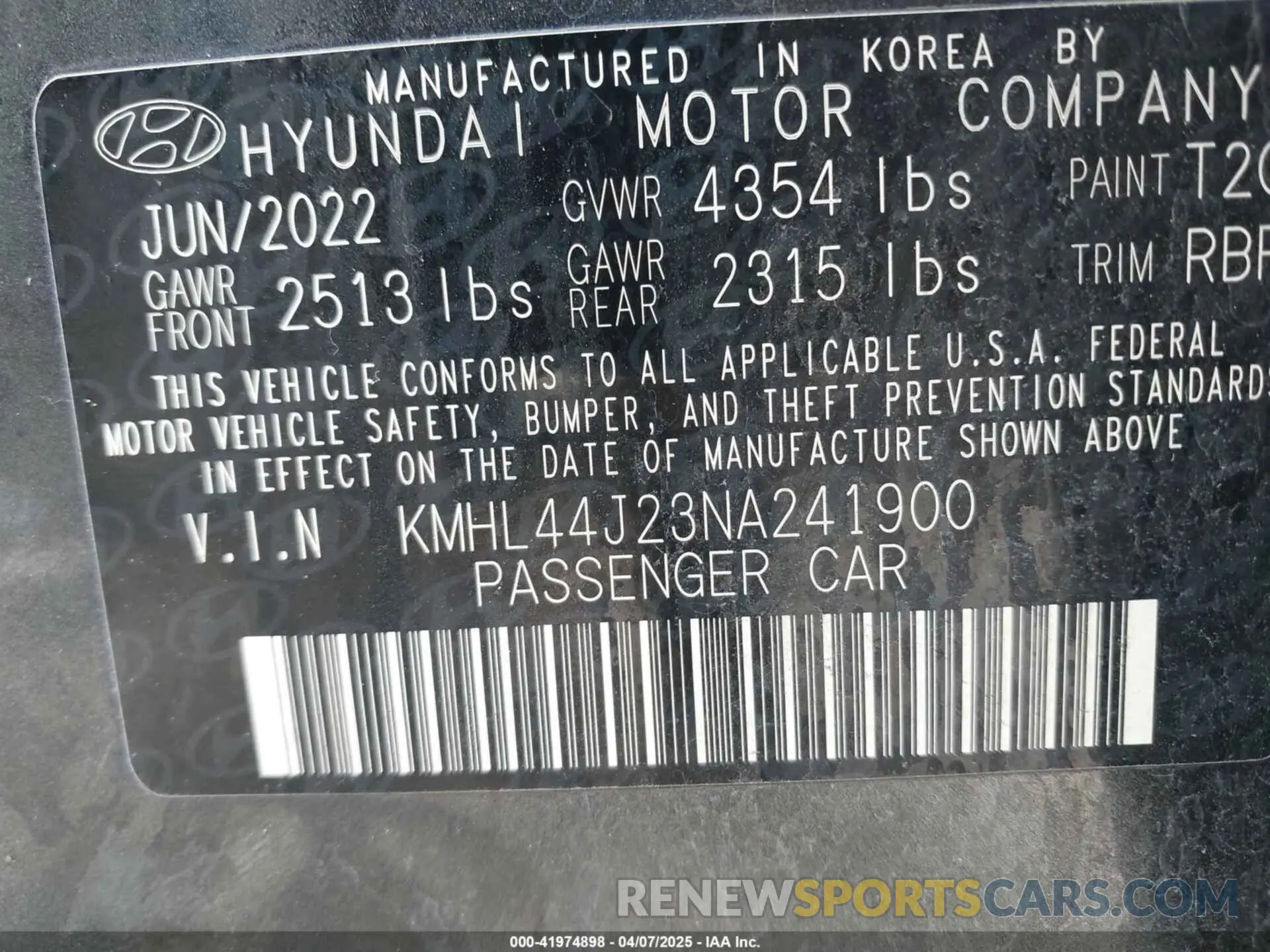 9 fotografías del automóvil dañado KMHL44J23NA241900 HYUNDAI SONATA 2022