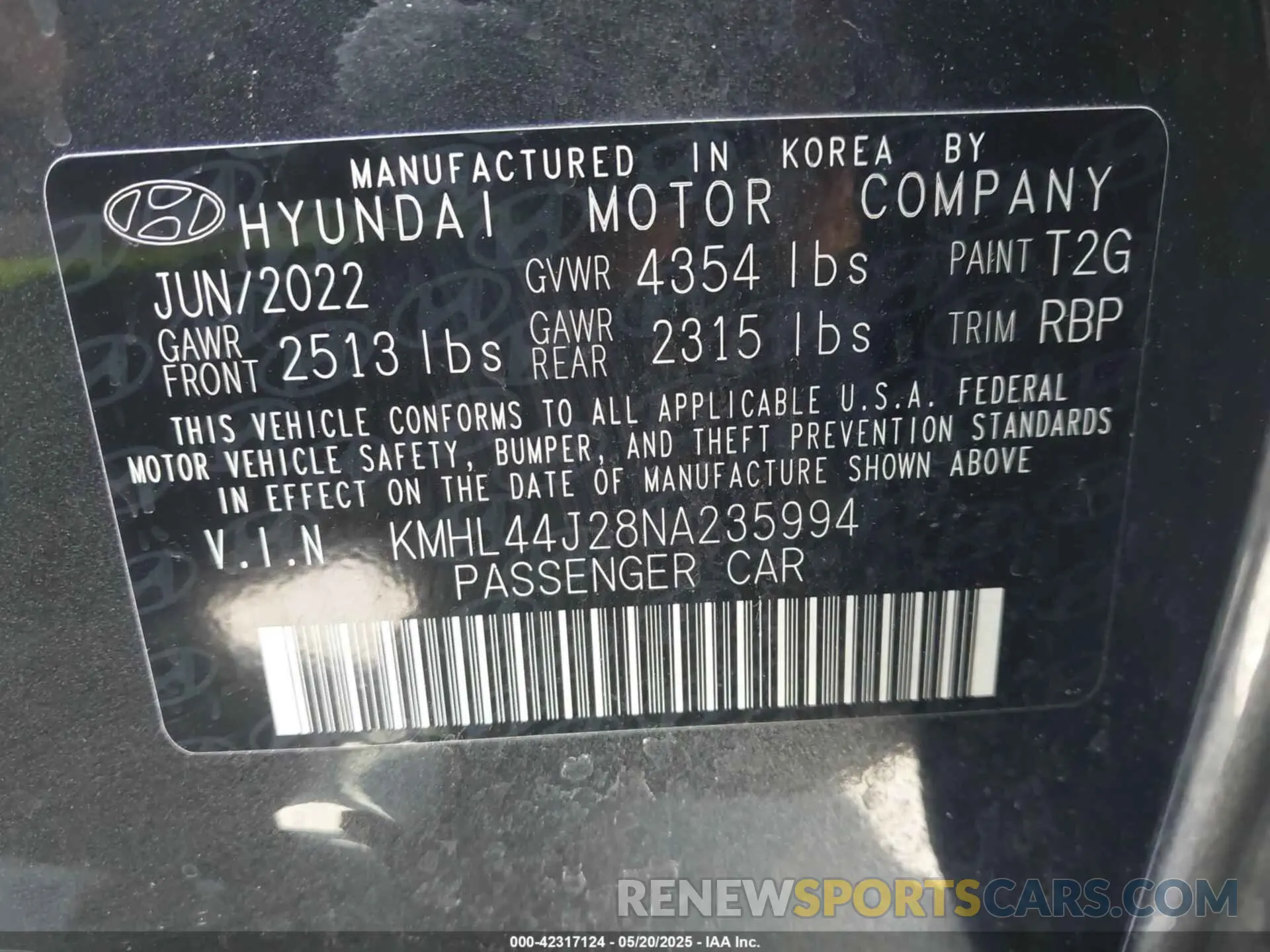 9 fotografías del automóvil dañado KMHL44J28NA235994 HYUNDAI SONATA 2022