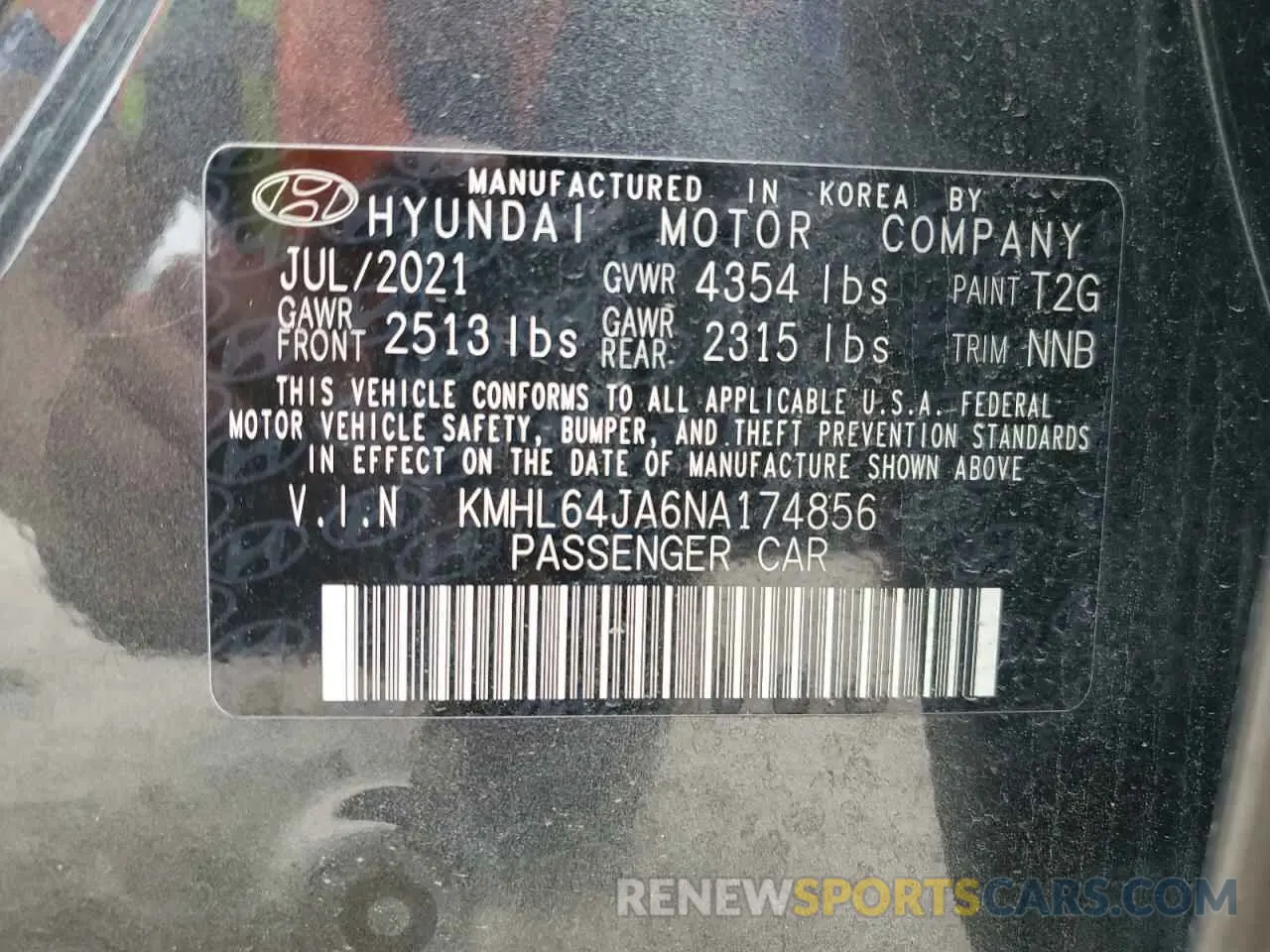 13 fotografías del automóvil dañado KMHL64JA6NA174856 HYUNDAI SONATA 2022