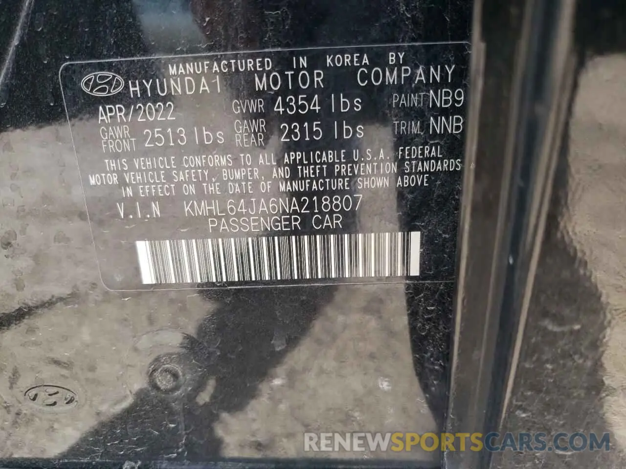 13 fotografías del automóvil dañado KMHL64JA6NA218807 HYUNDAI SONATA 2022