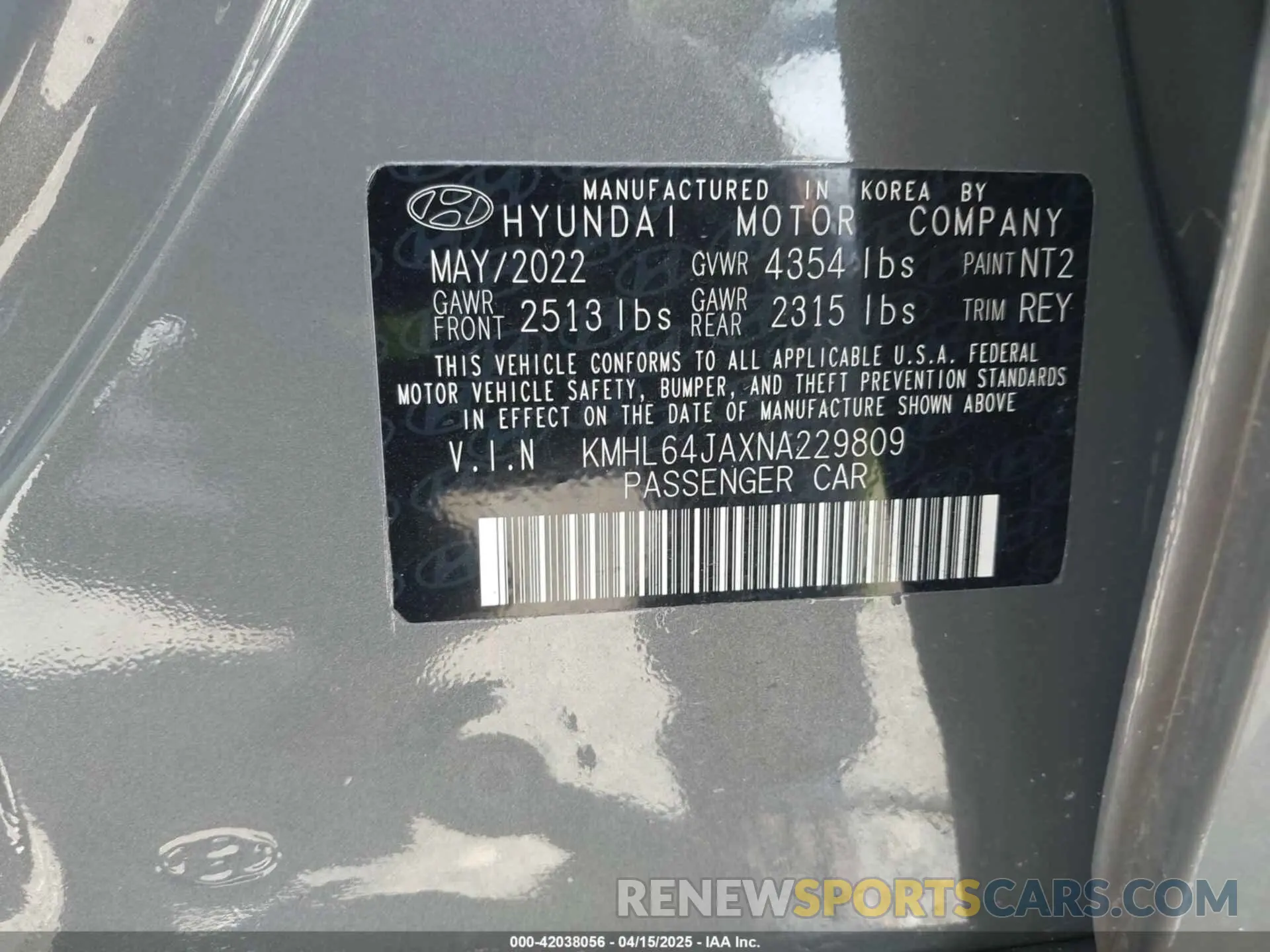 9 fotografías del automóvil dañado KMHL64JAXNA229809 HYUNDAI SONATA 2022