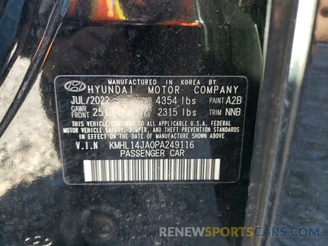 13 fotografías del automóvil dañado KMHL14JA0PA249116 HYUNDAI SONATA 2023
